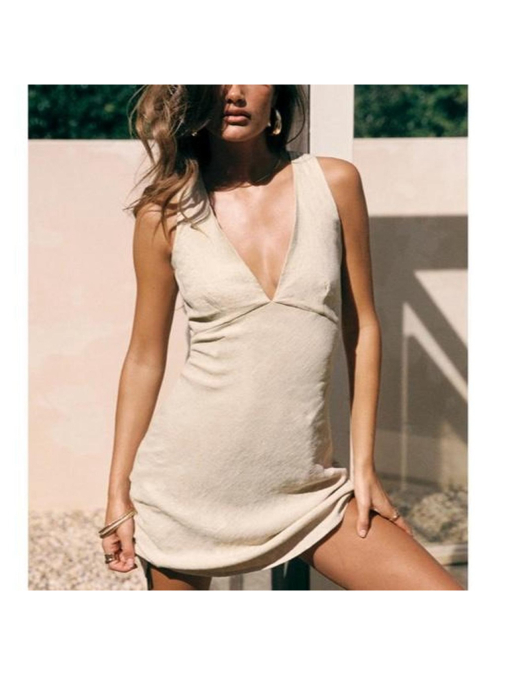 Princess Polly Portillo Linen Blend Mini Dress - Size 4